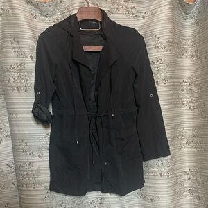 Love Tree Black Hooded Trench Jacket Timeless Design